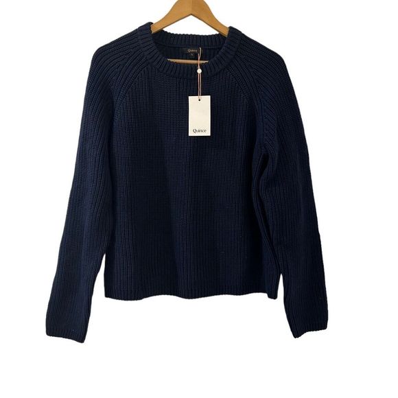 Quince Sweaters - (Sold)Quince Knit Sweater  Cotton Chunky Knit Size Large Womens NWT Navy Blue